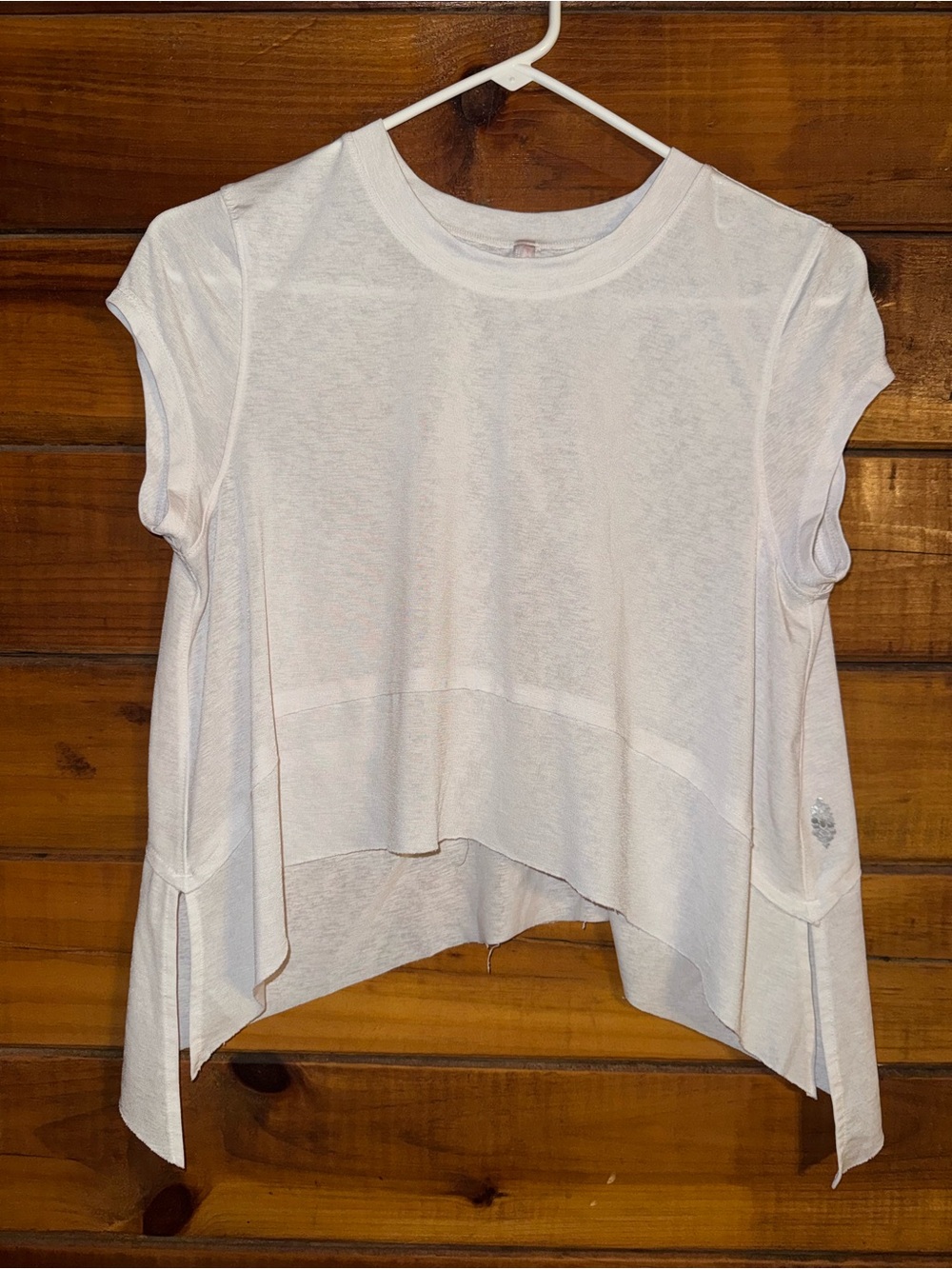 FP Movement by Free People White Cropped Layered Cap-Sleeve Top
